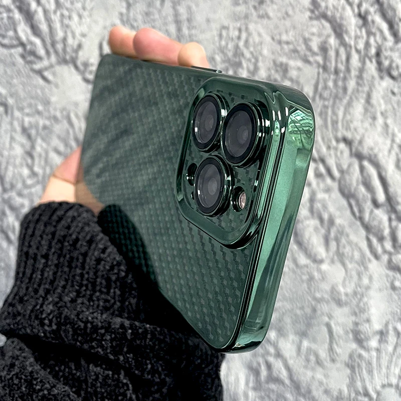 

Transparent Plating Carbon Fiber Texture Soft Case For iPhone 14 13 12 11 Pro Max XS XR X 8 7 Plus SE 2020 Shockproof Full Cover