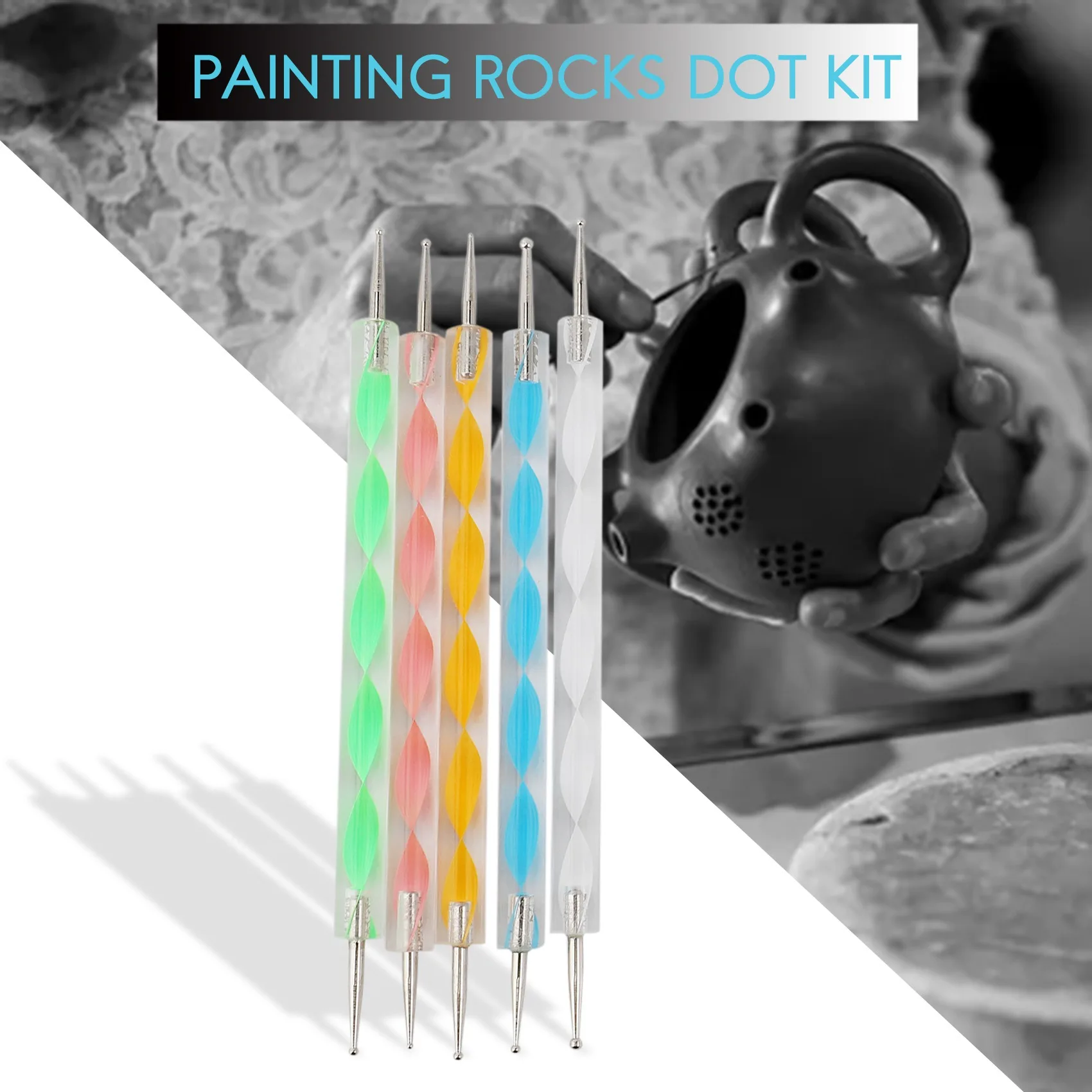 Mandala Dotting Tools Set for Painting Rocks Dot Kit Rock Stone Pen Polka Tool Template Cosmetic Br