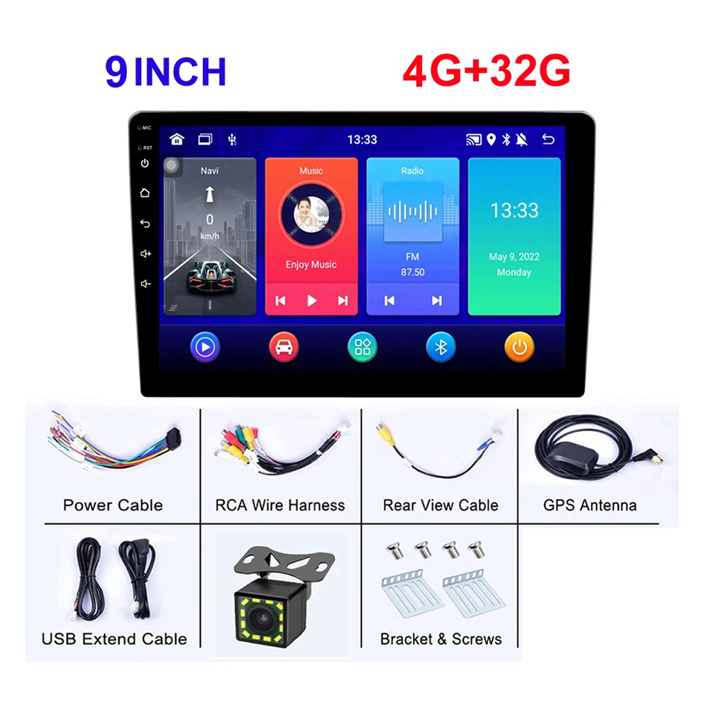

4GB RAM+32G MP5 Player 9 Inch Double Din Car Radio Multimedia Video Player With GPS Reception Wifi Funtion Dual USB Ports