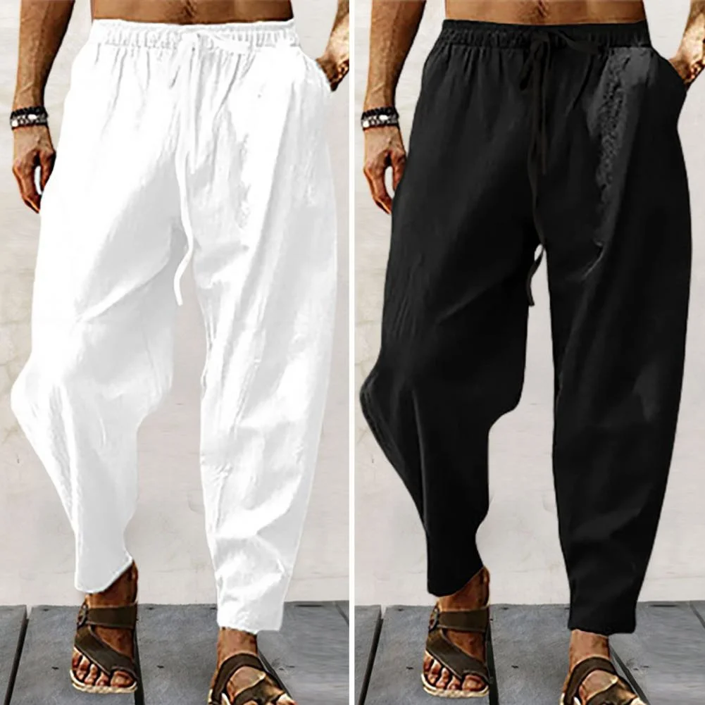 

New Men‘s Jogging Pants Streetwear Loose Casual Cotton Linen Trouser Man 2021 Harem Pants Harajuku Oversized Men Sweatpants 5XL