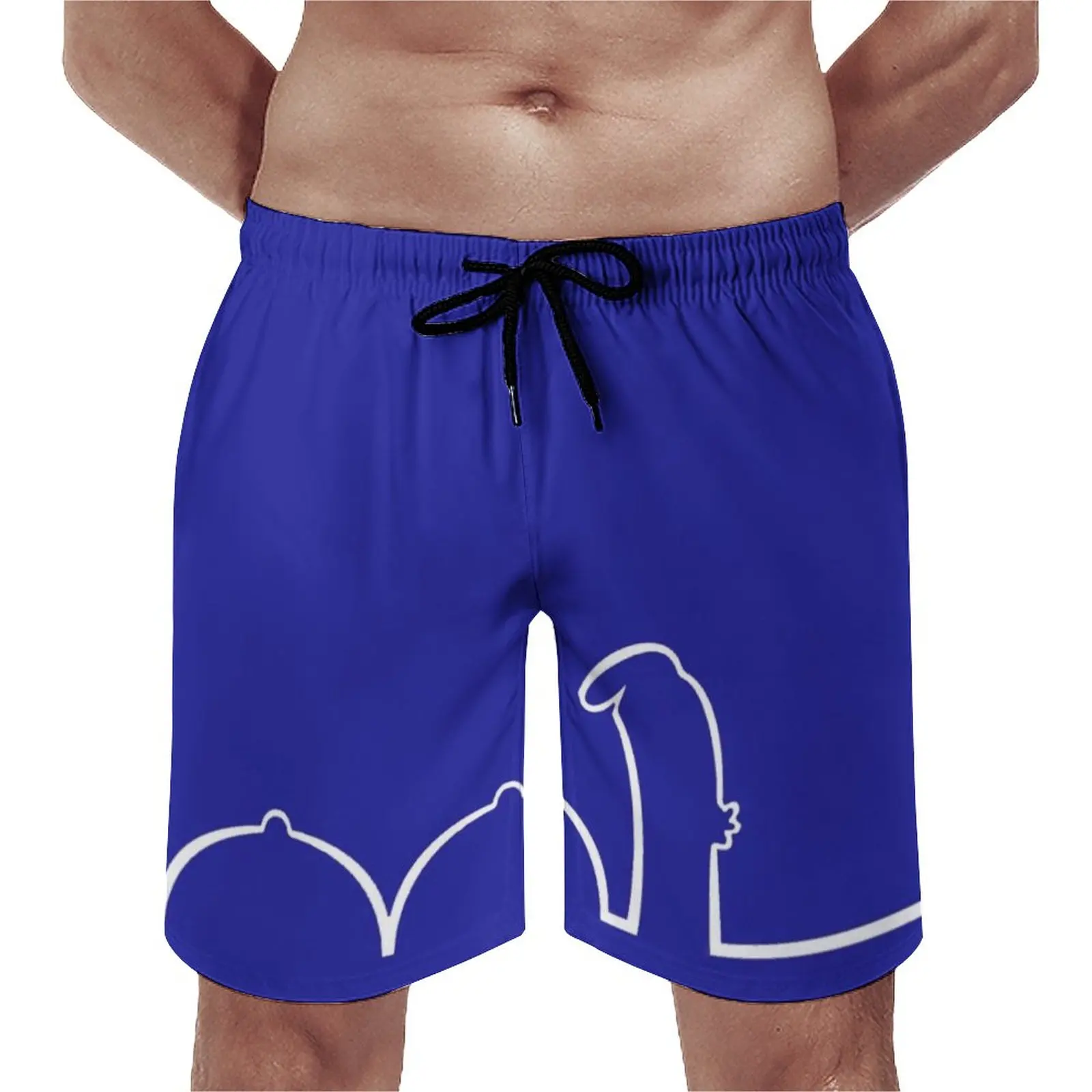 

La Linea And Big Bust Board Shorts Tv Program Beach Swimming Trunks Polyester Pattern Men Swim Trunks