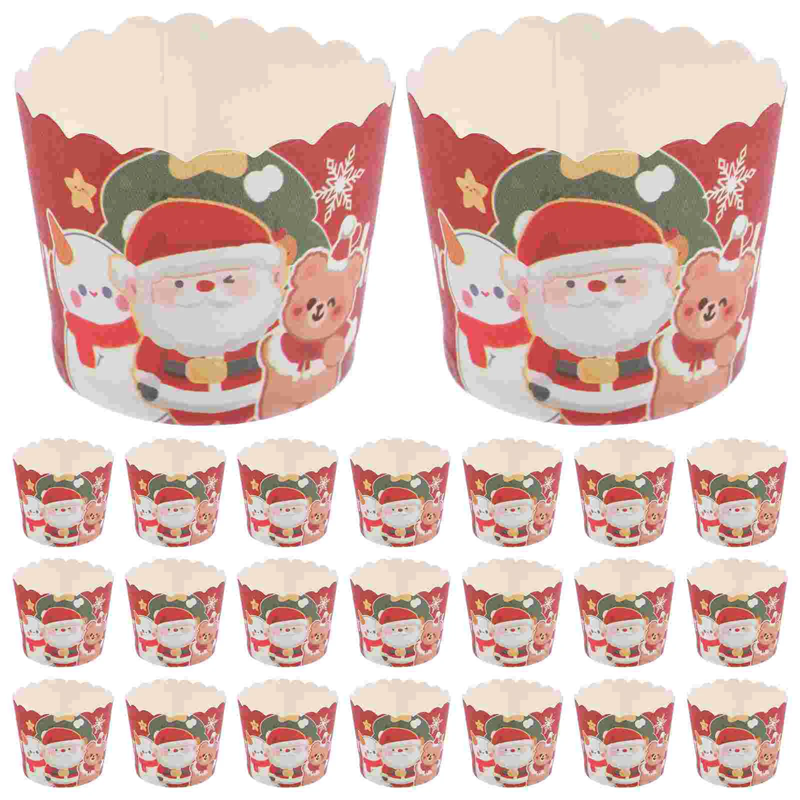 

50Pcs Christmas Themed Cupcake Baking Wrapper Muffin Liners Dessert Baking Cups Xmas Paper Baking Cups