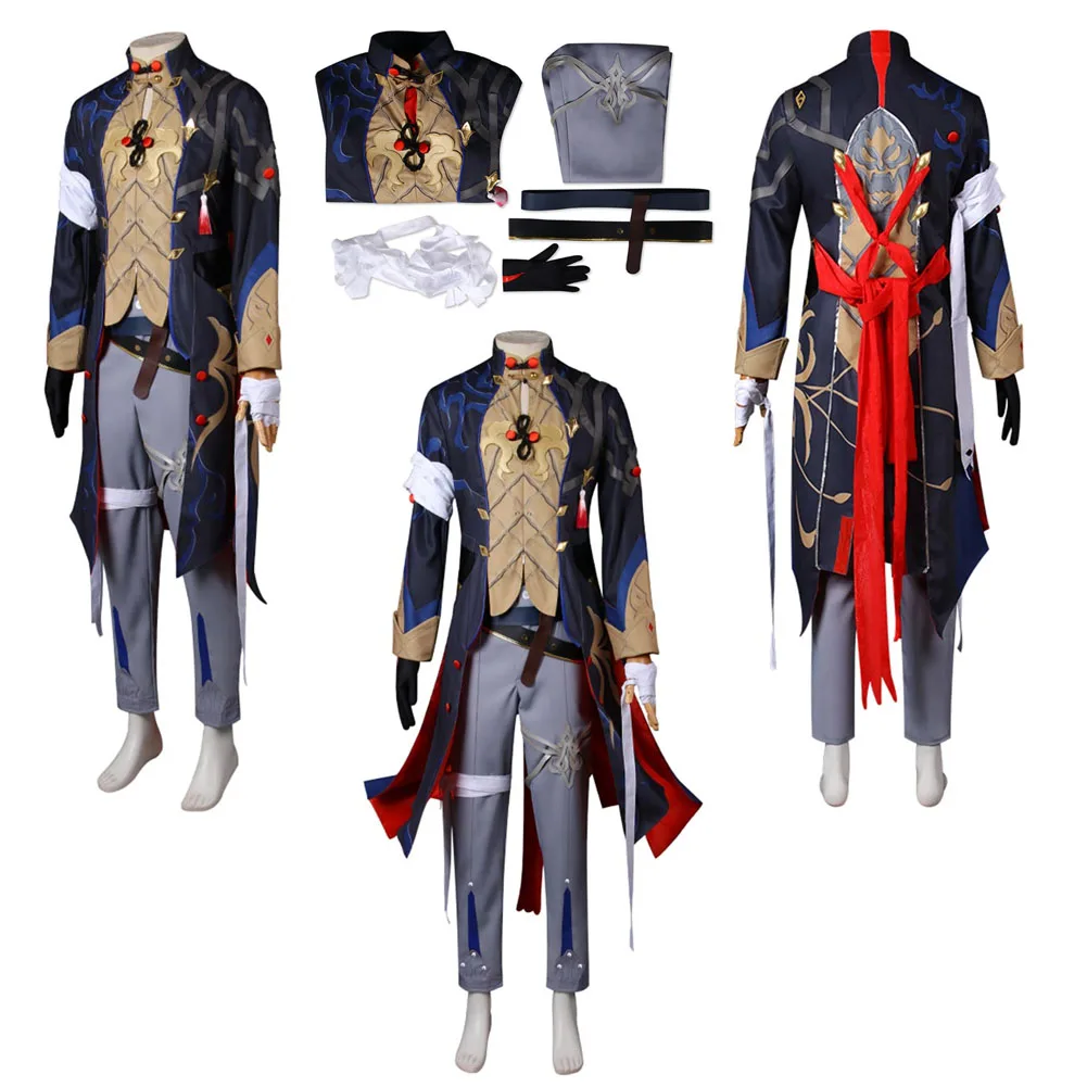 

Костюм для косплея Honkai Star Rail Ren, униформа для мужчин, китайские наряды ханьфу, пальто, брюки, костюм для Хэллоуина, карнавала, искусственная Маскировка