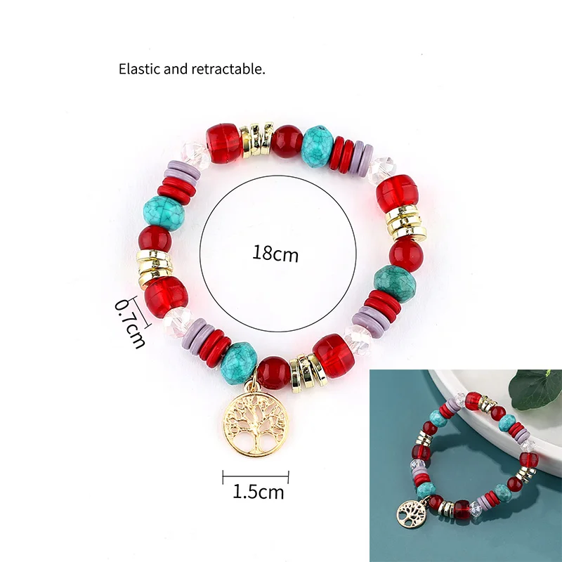 

Fashion Natural Stone 7 Chakra Beaded Bracelet New Jewelry Trendy Tree of Life Charm Pendant Energy Bangle for Women Party Gifts