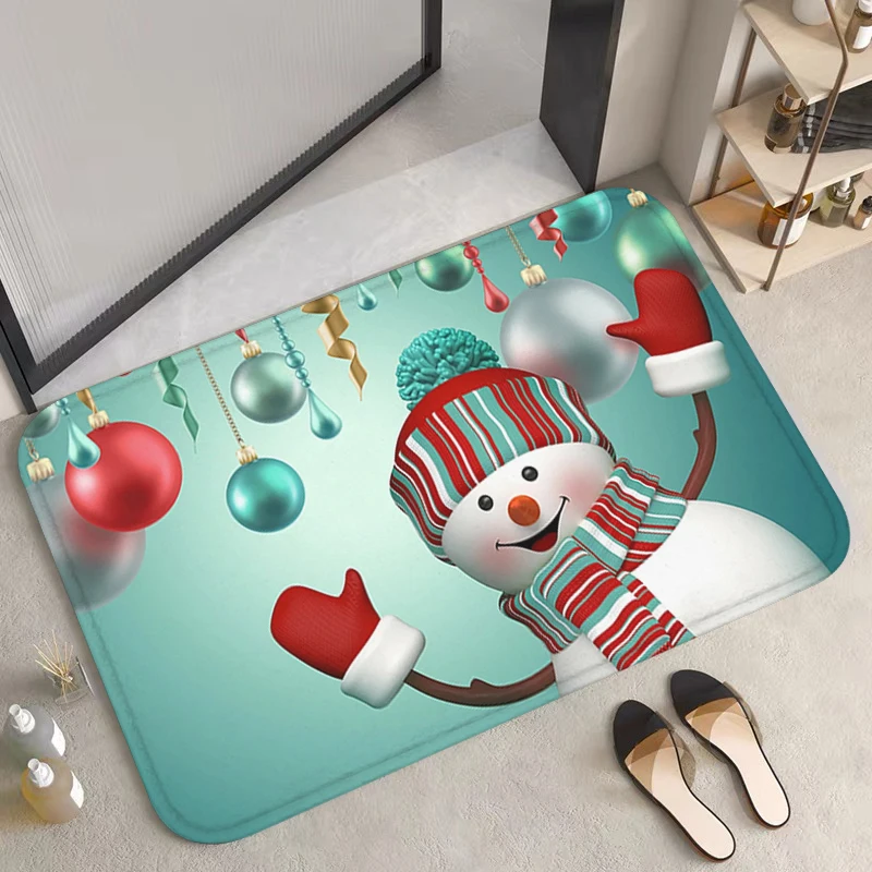 

Christmas Home Decoration 2024 Happy New Year Gift Mat for Hallway Bath Mats Bathroom Carpet Washable Non-slip Kitchen Rug Rugs