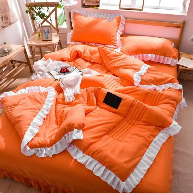 

2020 New Summer Quilt With Filler Cotton Lace Bed Cover Bedding Set Bedding 1 piece set pastoral / fashion plaid Quilt