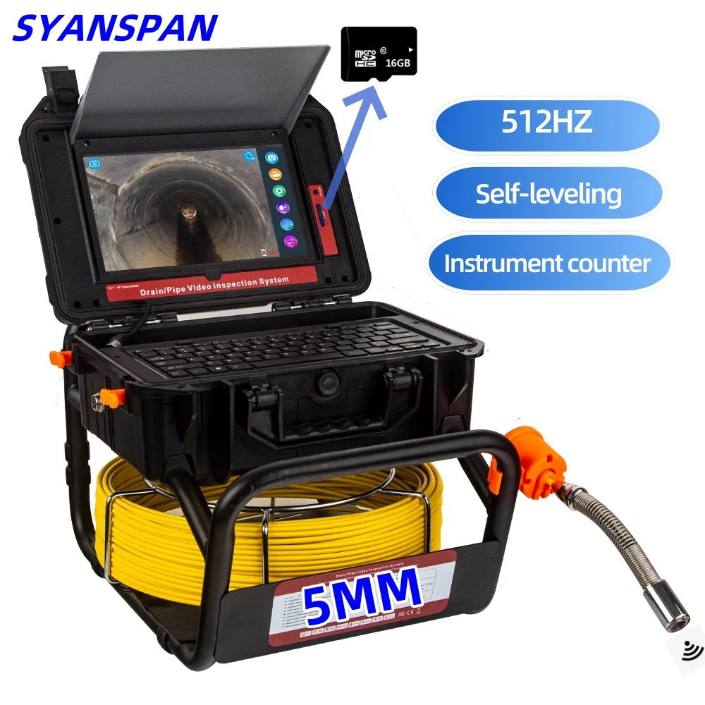 Камера для осмотра труб 10 1-дюймовый экран HD 1080P и самовыравнивающийся зонд 512