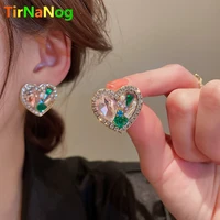 2022 new south korea retro geometric crystal earrings fashion classic luxury colored heart shaped earrings women jewelry gifts