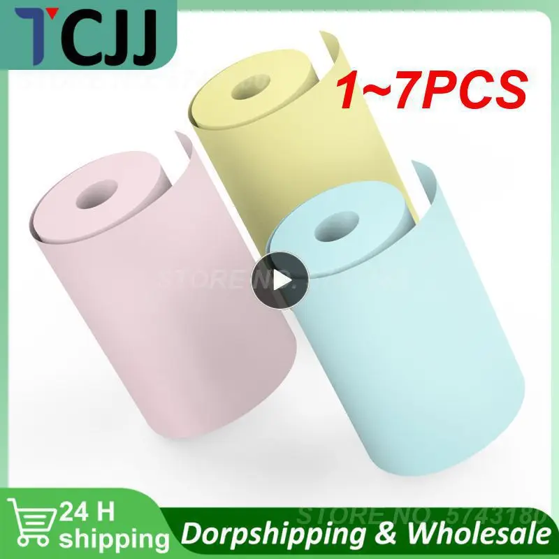 

1~7PCS Thermal Printer Paper Colorful Mini Printing Paper Roll and Self-Adhesive Printable Sticker PeriPage A6 Poooli paperang