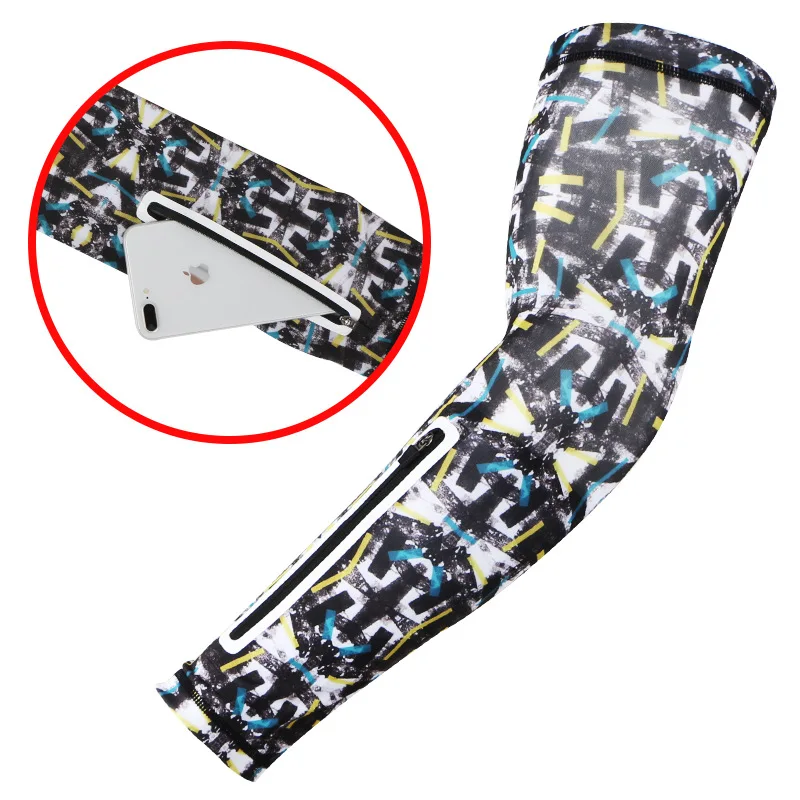 

Queshark Long Sleeves Sport Arm Warmers Phone Bag for Running Fishing Climbing Hiking Fitness Cycling Armband With Zipper Pocket