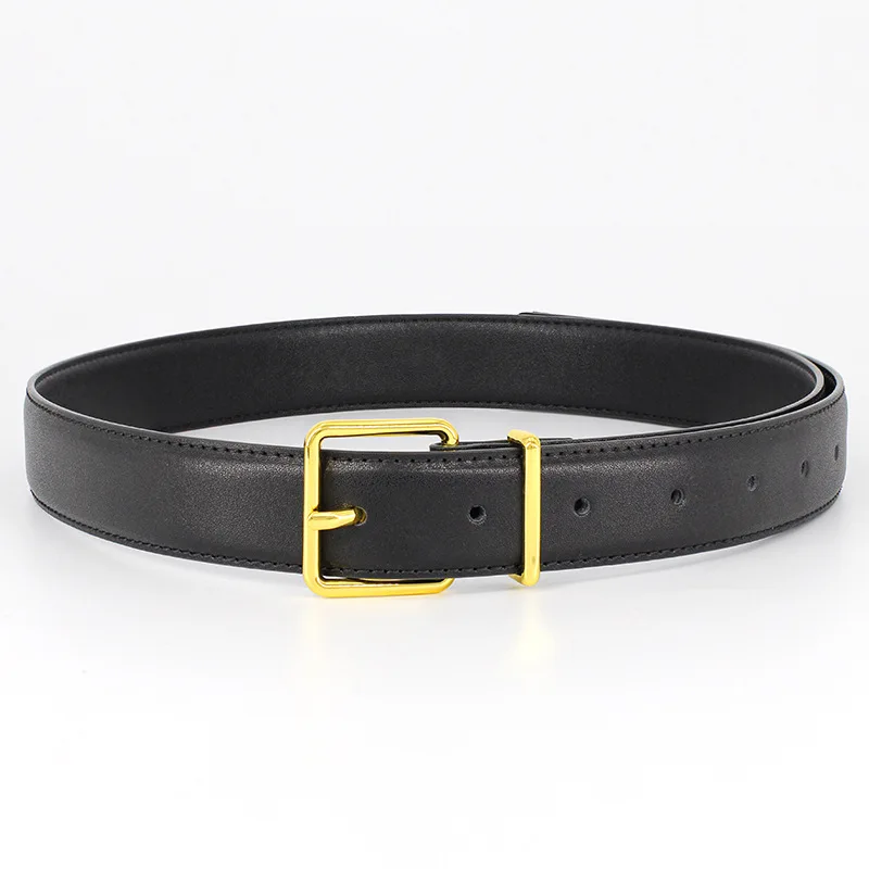 

Новый двухслойный ремень из коровьей кожи с пряжкой и квадратной пряжкой универсальный ремень для джинсов костюмов и платьев легкий роскош...
