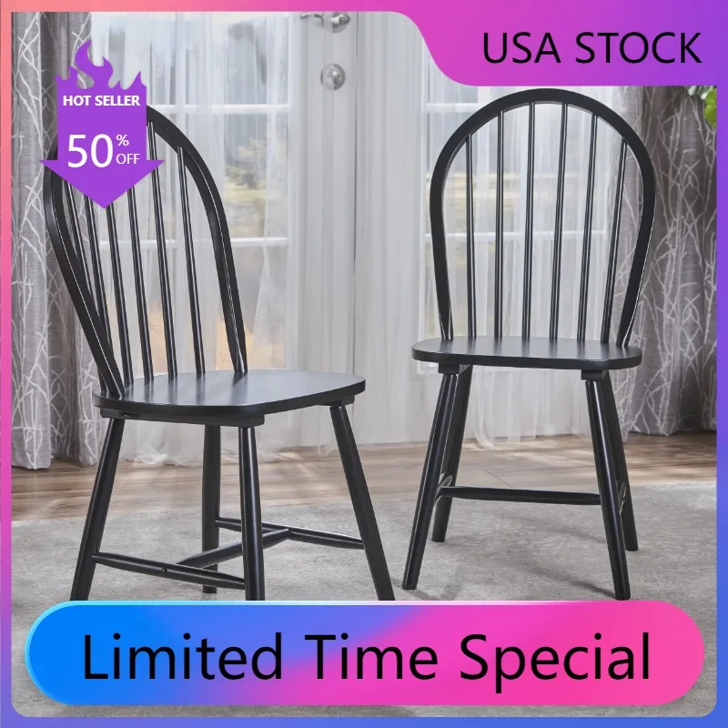 

Благородный дом Conrad фермерский прорезиненный обеденный стул, набор из 2, черный, белый