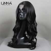 linna synthetic wigs for women long wavy black color part lace middle parting hair cosplaydailyparty high temperature fiber