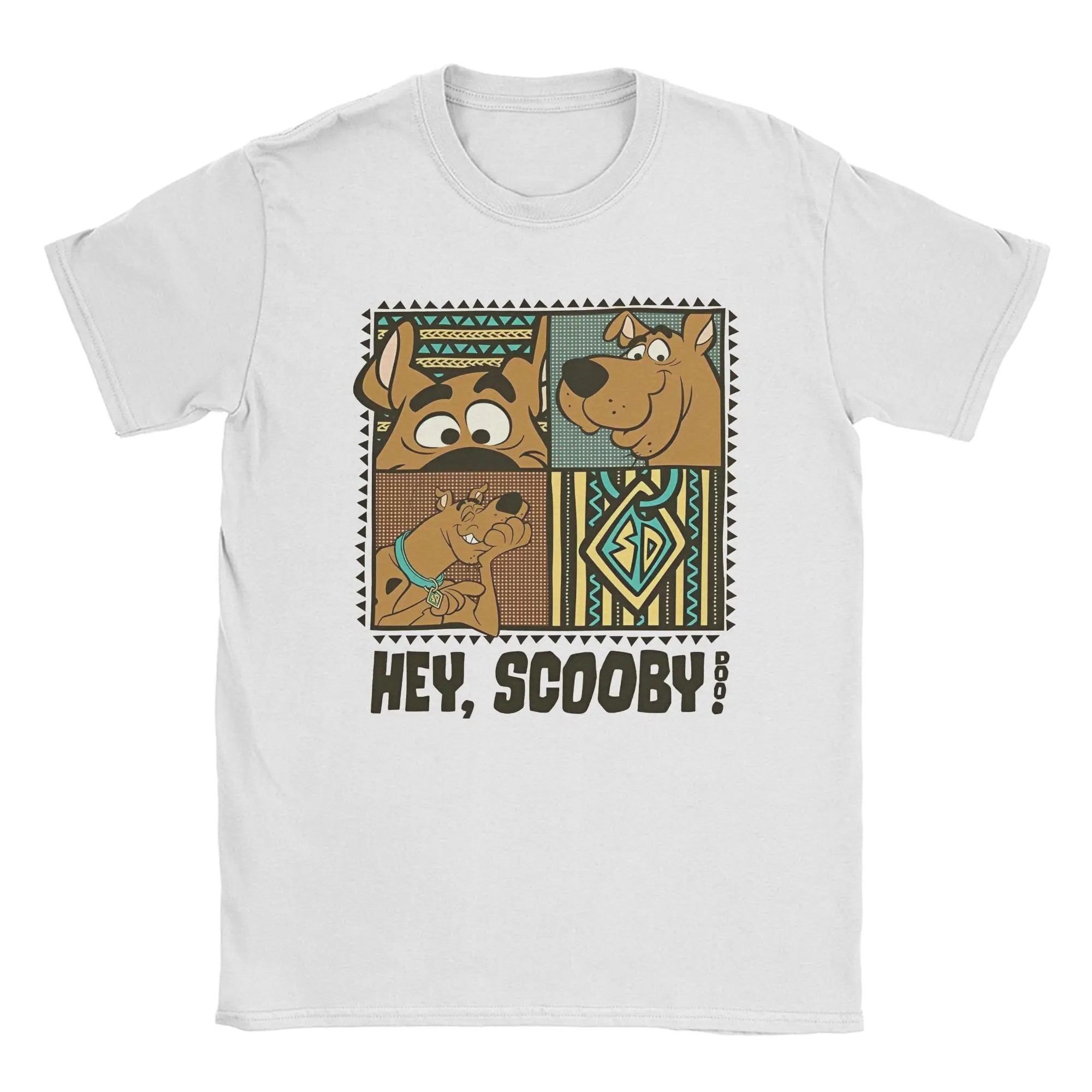 S-Scooby Dog Doo Cartoon T-Shirt Men Hey Greeting Funny 100% Cotton Tee Round Collar Short Sleeve T Shirt Classic merchandise