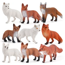 Simulated Animals Action Figure Red Arctic Fox Figurines Fidget Toys for Kids Realistic Plastic Models Collection Toy Home Decor