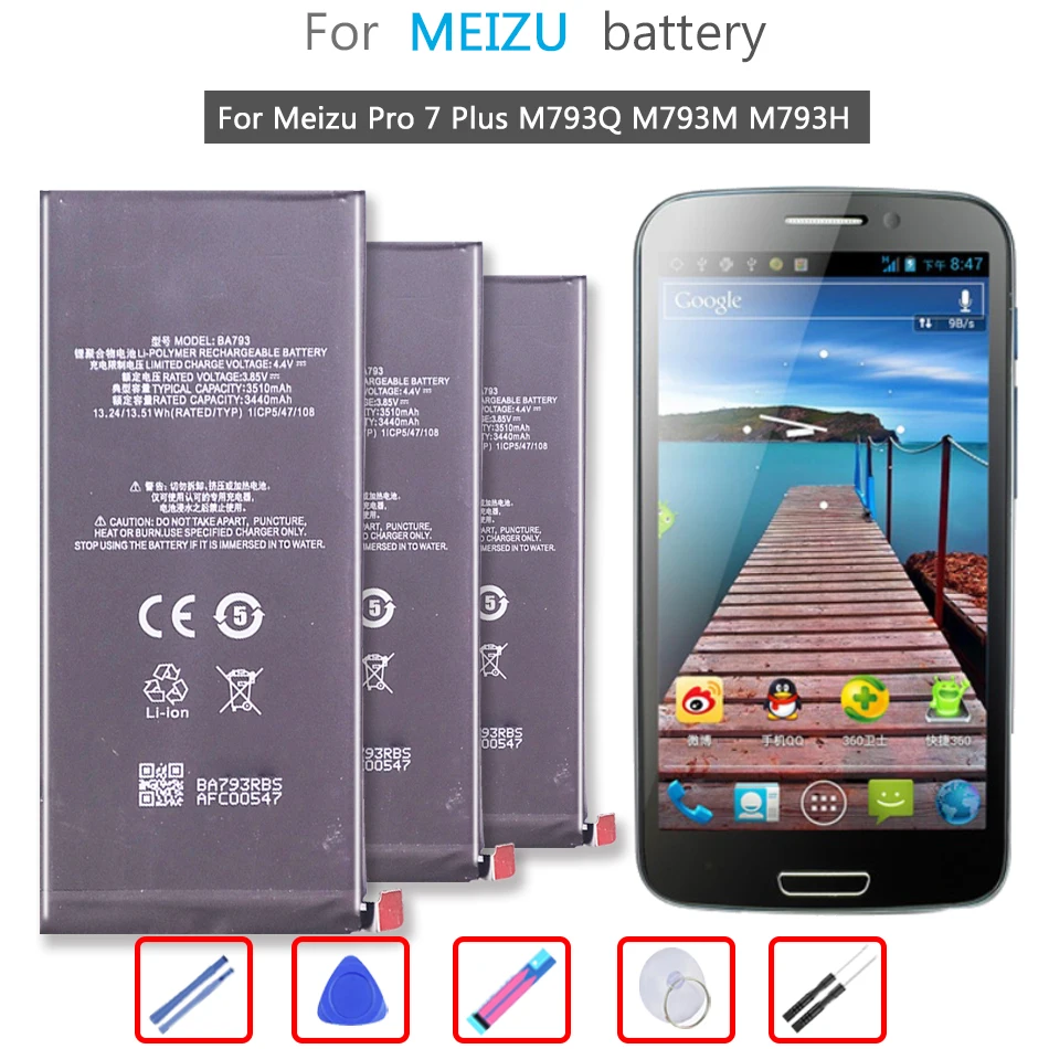 

Li-ion Polymer Battery BA793 BA 793 3510mAh For Meizu Pro 7 Plus 7Plus M793Q M793M M793H Bateria + free tools