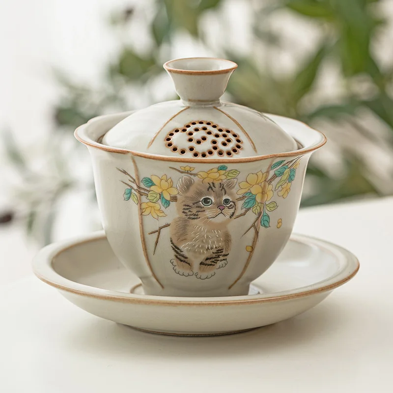Чаша с тремя крышками Ruyao Cat одинарная открытая чашка высокого качества можно