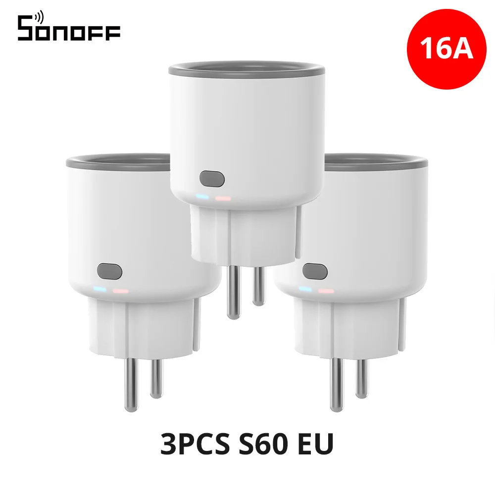 SONOFF S60 EU 16A iPlug Wi-Fi Smart Socket 1-5 шт. Защита от перегрузки Smart Scene Дистанционное управление через eWeLink Alexa Google IFTTT