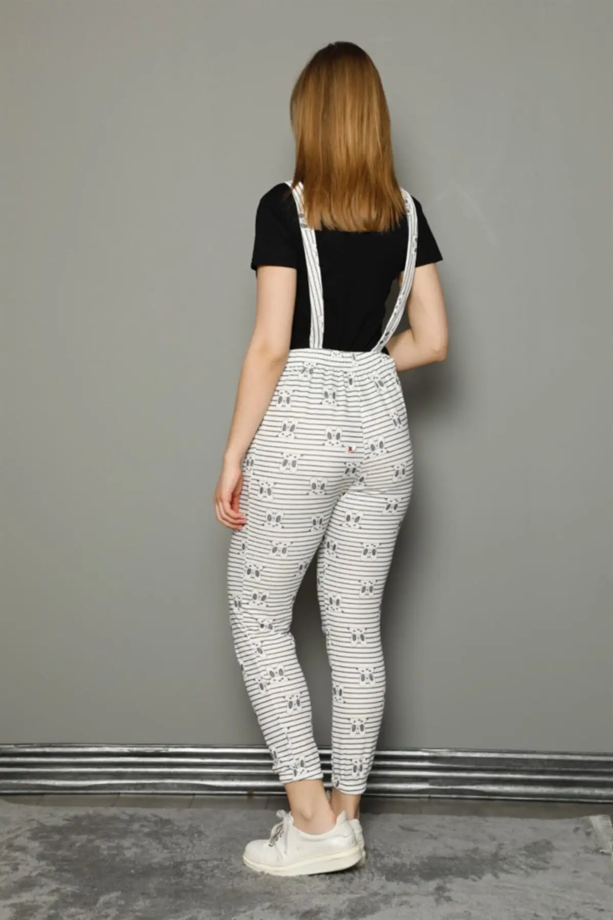 

Женский комбинезон в белую полоску с принтом кролика, качественный тканевый мешковатый брючный комбинезон без рукавов, повседневный комби...