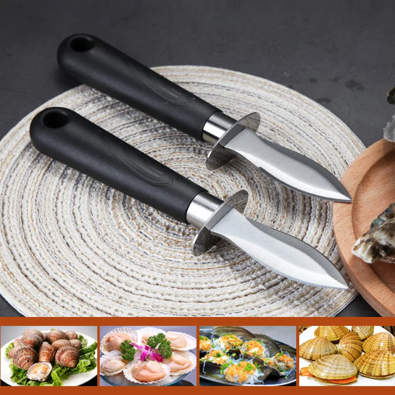 

2Pc Stainless Steel+ABS Oyster Knife Opener Tools for Kitchen Gadget Oysters Scallop Shucking Shell Knives Seafood Knife Tools
