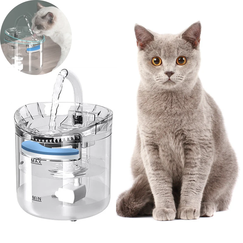 2L Intelligent Cat Water Fountain With Faucet Dog Water Dispenser Transparent Drinker Pet Drinking Filters Feeder Motion Sensor