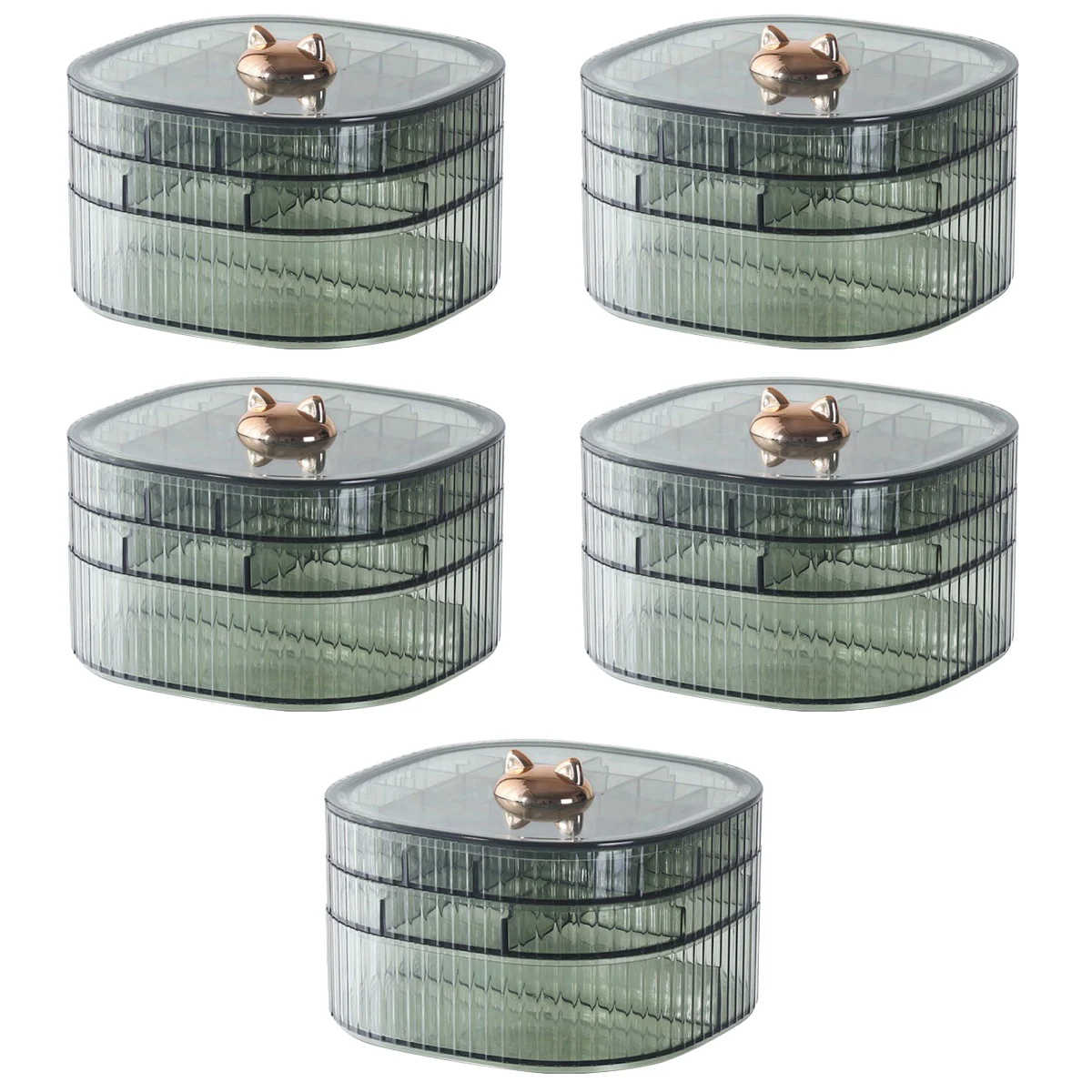 

Прозрачная шкатулка для ювелирных изделий, органайзер для рабочего стола, 5 упаковок, контейнер для хранения сережек, прозрачная крышка для путешествий