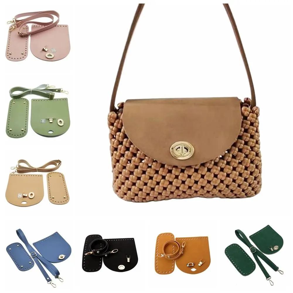

3Pcs/Set Replacement Leather Shoulder Bag Strap Bottom Stylish Handmade PU Solid Color DIY Girl