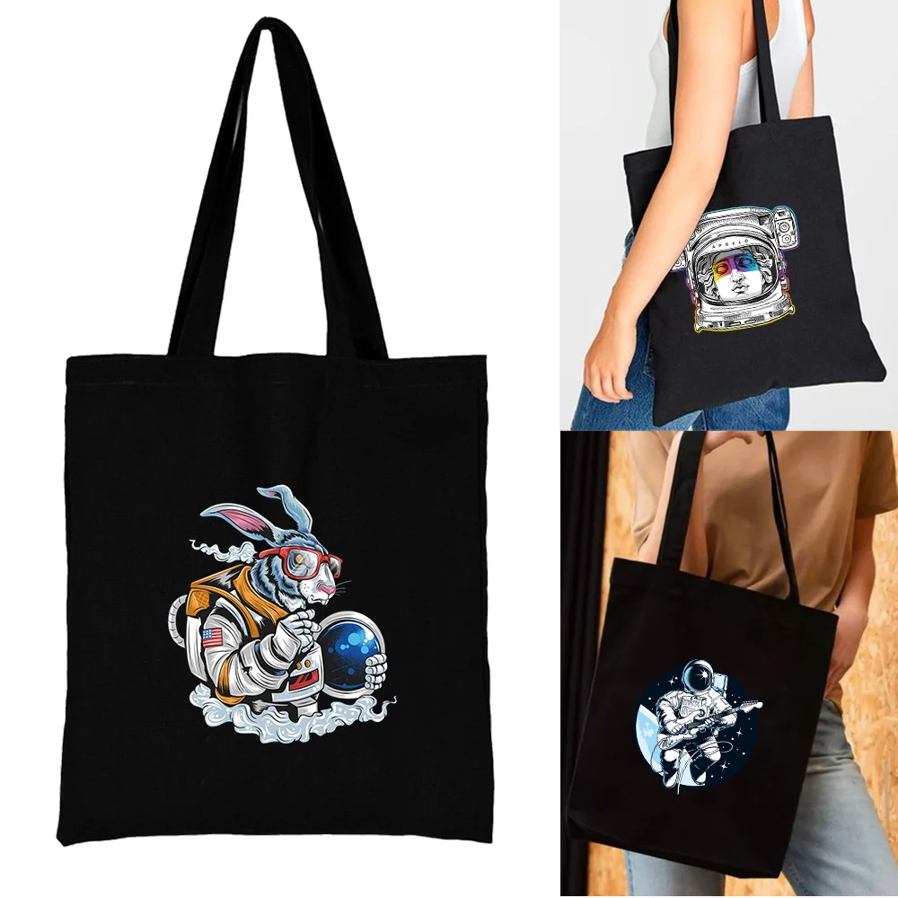 

Women Handbag Shoulder Bag Ladies Shopper Canvas Bag Commute Large Capacity School Tote Astronaut Print Shopping Handbags