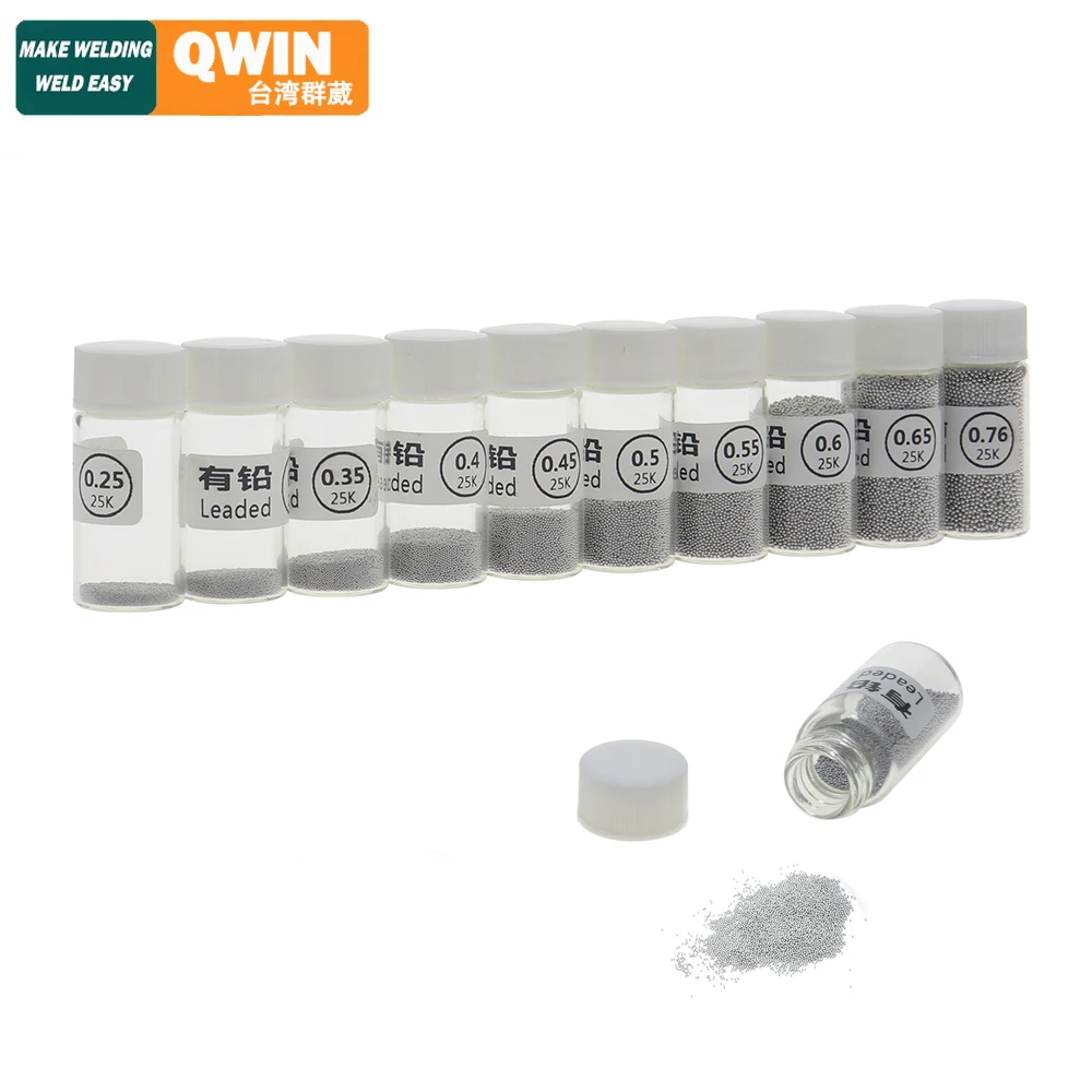 

QWIN 25000pcs/bottle Solder Balls for Motherboard Chip PC Welding Repair Reballing Balls 25K 0.2-0.76mm BGA Reballing Tools