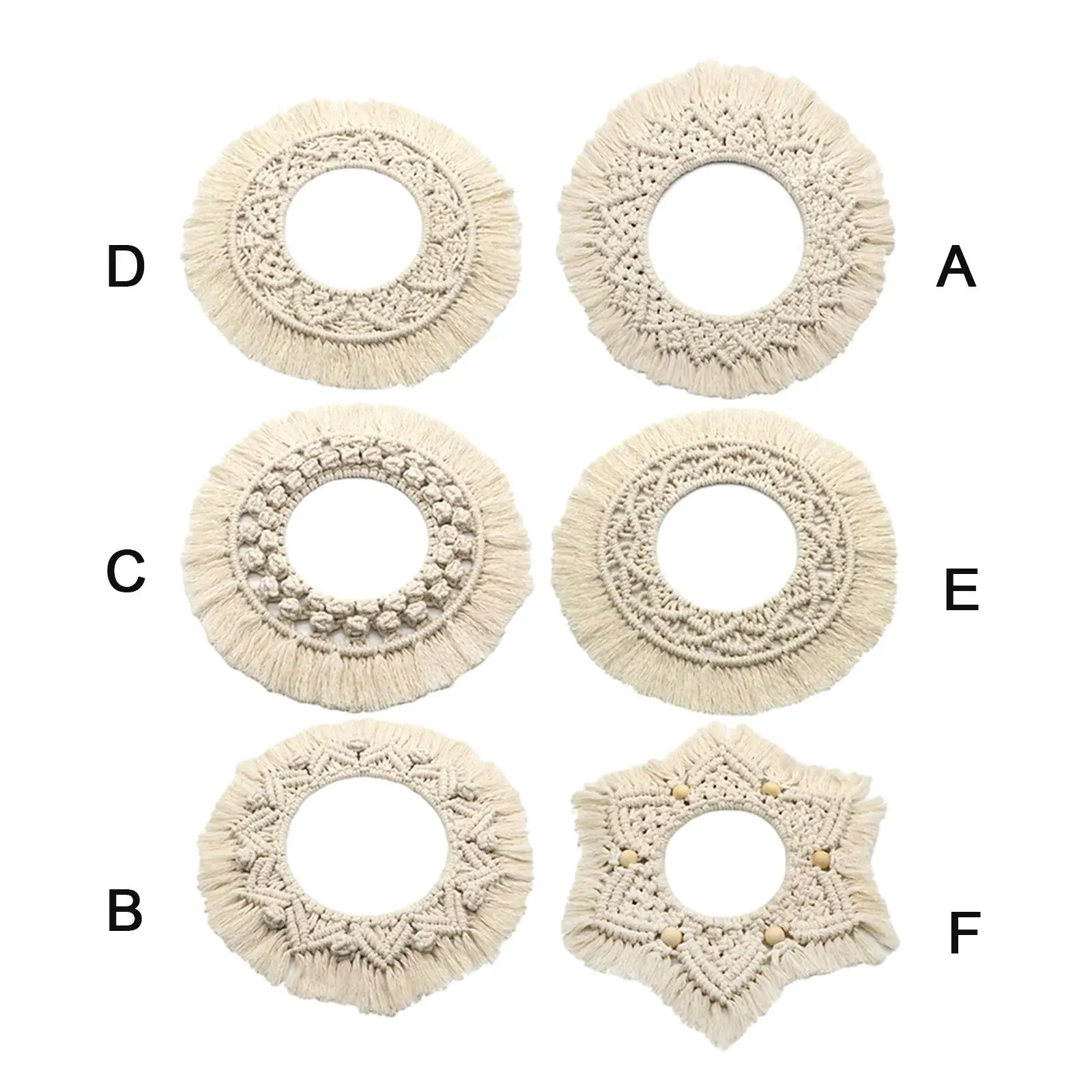 

Macrame Wall Hanging Round Tapestry Mirror Outer Edge for Home Nursery Window Living Room