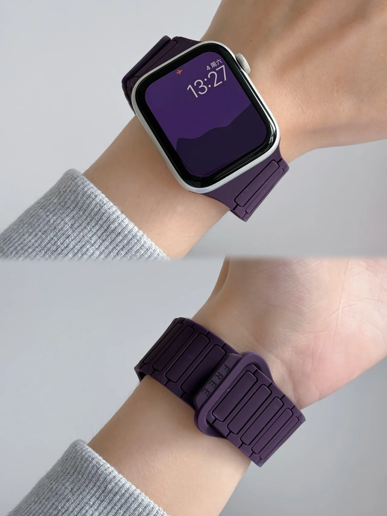 Фото Двухцветный двусторонний магнитный силиконовый ремешок для Apple Watch Ultra SE Series 11 10 9 8 7 всех размеров, дышащий повседневный ремешок для часов №5