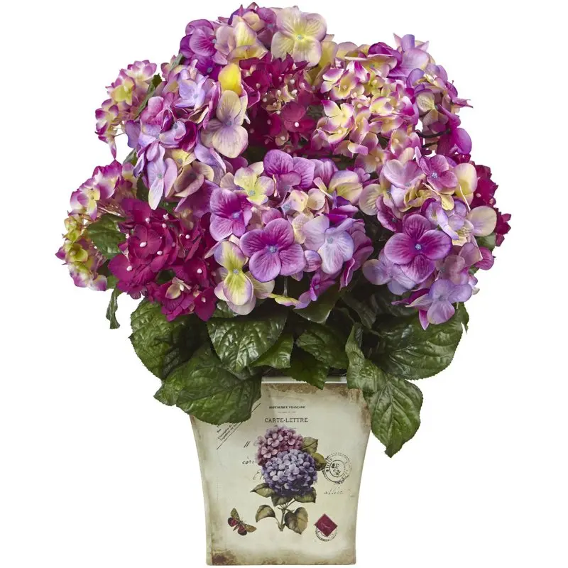 

Artificial Mixed Hydrangea Arrangement with Planter, Pink