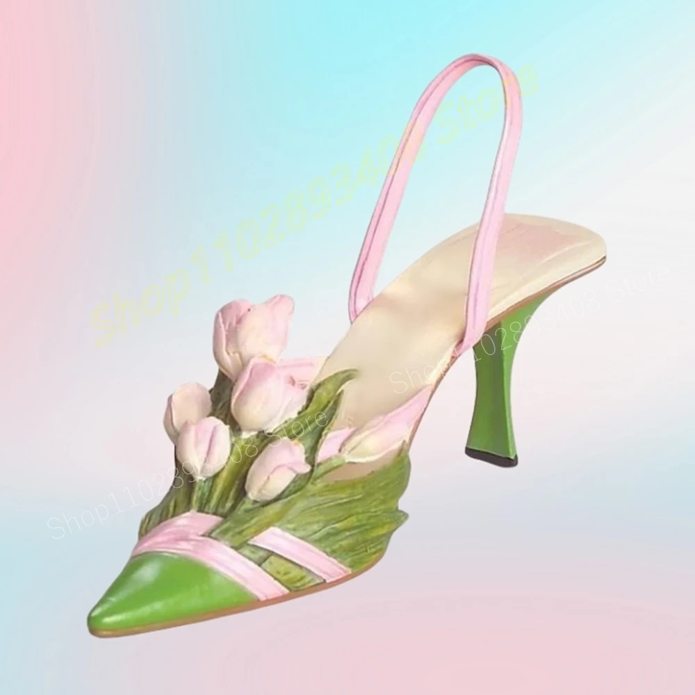 Туфли-лодочки женские с острым носком на высоком каблуке-шпильке