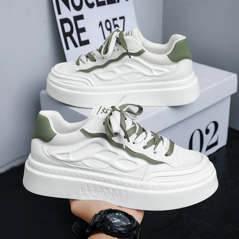 Мужские Популярные Повседневные Кроссовки Дышащая Обувь Из Искусственной Кожи