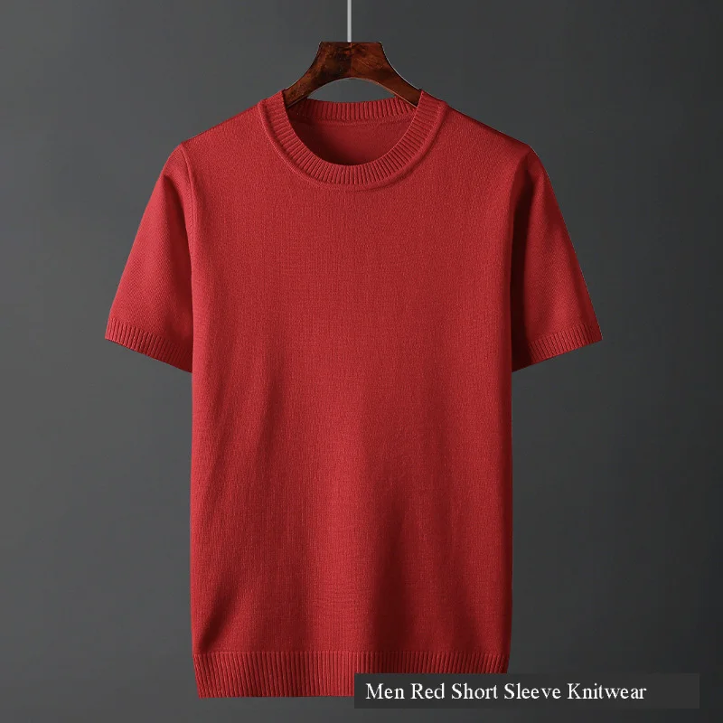 

Fashion Short Sleeve Boys Sweaters Autumn Winter Loose Pullover Men Slim Knitted Knitwear Casual Thin Oversized Sweater Xxxl 4xl