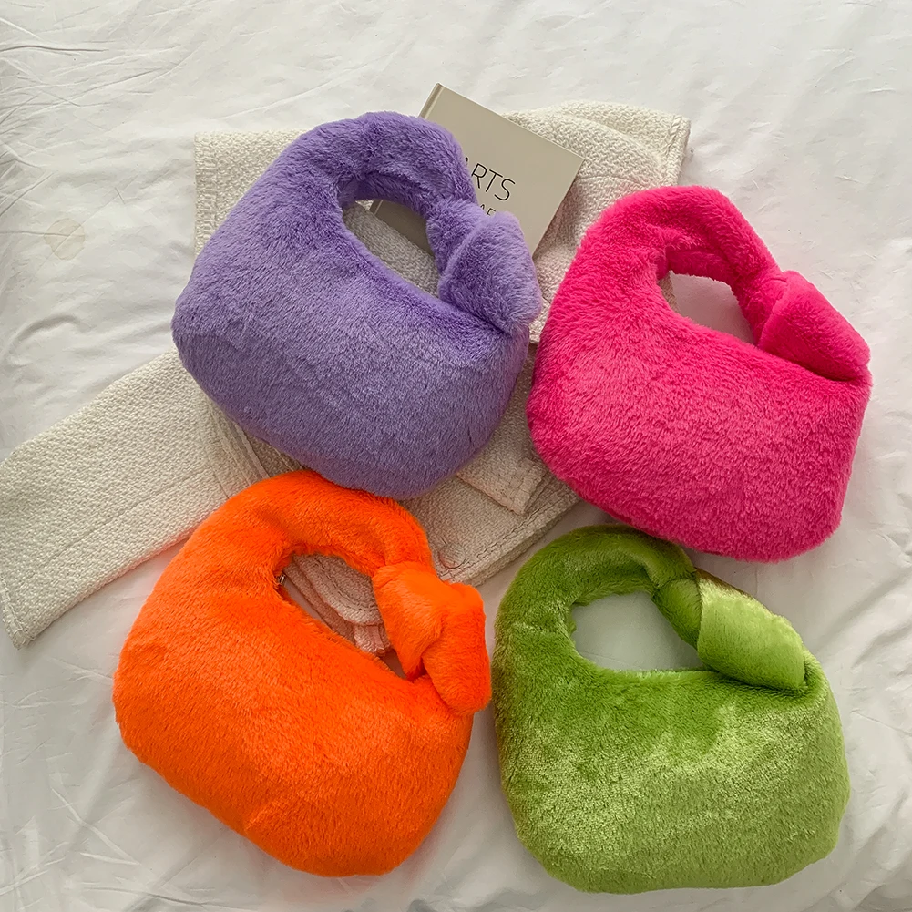 

2021 Модные женские плюшевые сумки на плечо, элегантные женские сумки под подмышки, сумка из искусственного меха, пушистые сумки-тоут