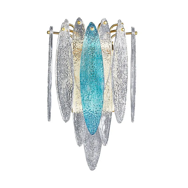 

Modern Luxury Water Pattern Glass Leaves G9 LED Wall Light Background Light For Bedroom Bedside Lamp