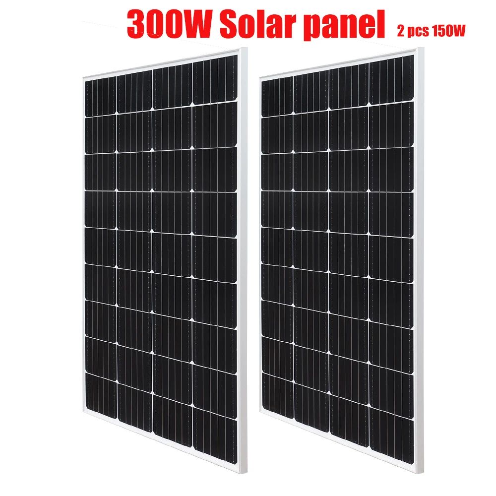 

Solar Panel 150w 300W 450w Solid 18V Rigid Glass Solar Panels Power Monocrystalline Cell 12V 24V Battery Charger