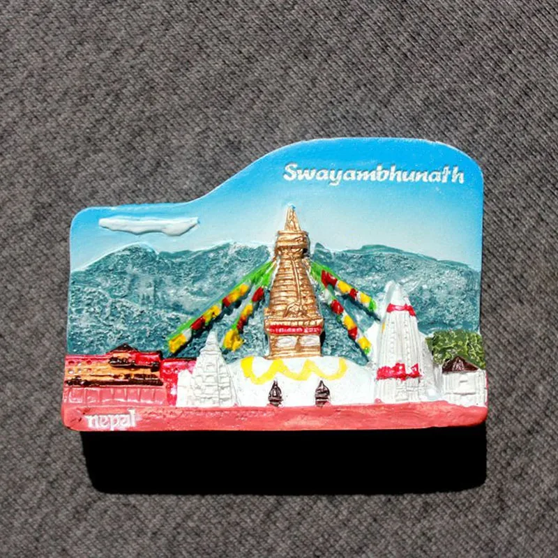 

Непальская пагода Swayambhu, магниты на холодильник из смолы, домашний декор, ручная работа, окрашенная магнитная наклейка на холодильник