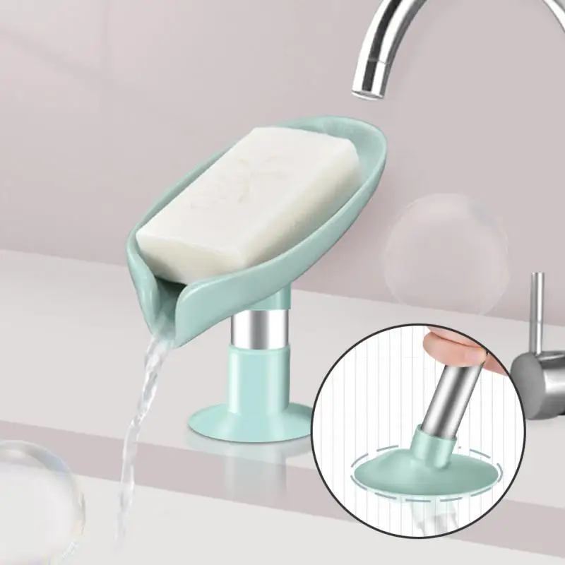 

Portable Suction Cup Soap Dish For Shower Leaf Soap Holder Adjustable Height Sponge Drain Tray Rack Kitchen Bathroom Accessories