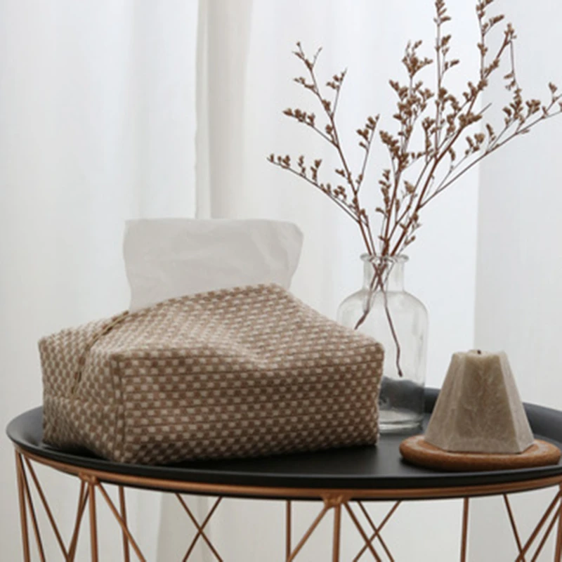 

Simple Jute Art Tissue Box Paper Box Napkin Case Car Toilet Pumping Box Living Room Desktop Paper Holder Home Decoration