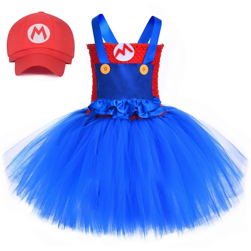 

Anime Super Bros Costume for Kids Halloween Party Dresses Luigi Brothers Cosplay Clothes Girls Fancy Tutu Dress Children Vestido