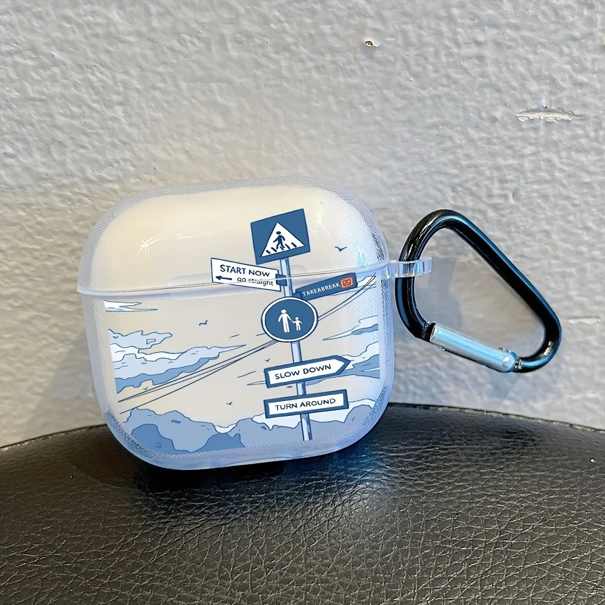 Чехол для Airpods ProPro2 с рисунком дорожного знака, мягкий прозрачный чехол из ТПУ с брелоком для наушников Airpods 34, защитный чехол для наушников (art.: 3920cbd14cd17) - 3920cbd14cd17