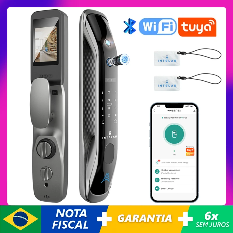 

New Biometric Tuya WIFI APP Remote Camera Electronic Smart Door Lock Password Electronic Fingerprint Locks Key IC Card Unlock