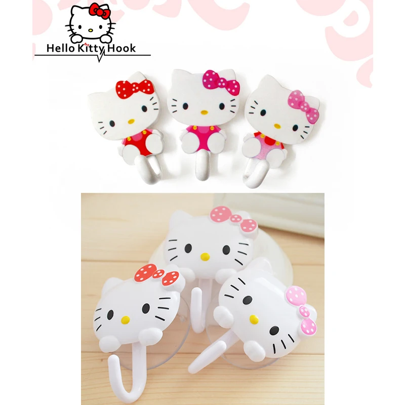 

Sanrio Hellokitty Cute Creative Door Back Wall Suction Cup Strong Viscose Seamless Home Kitchen Nail-Free Sticky Hook Kawaii