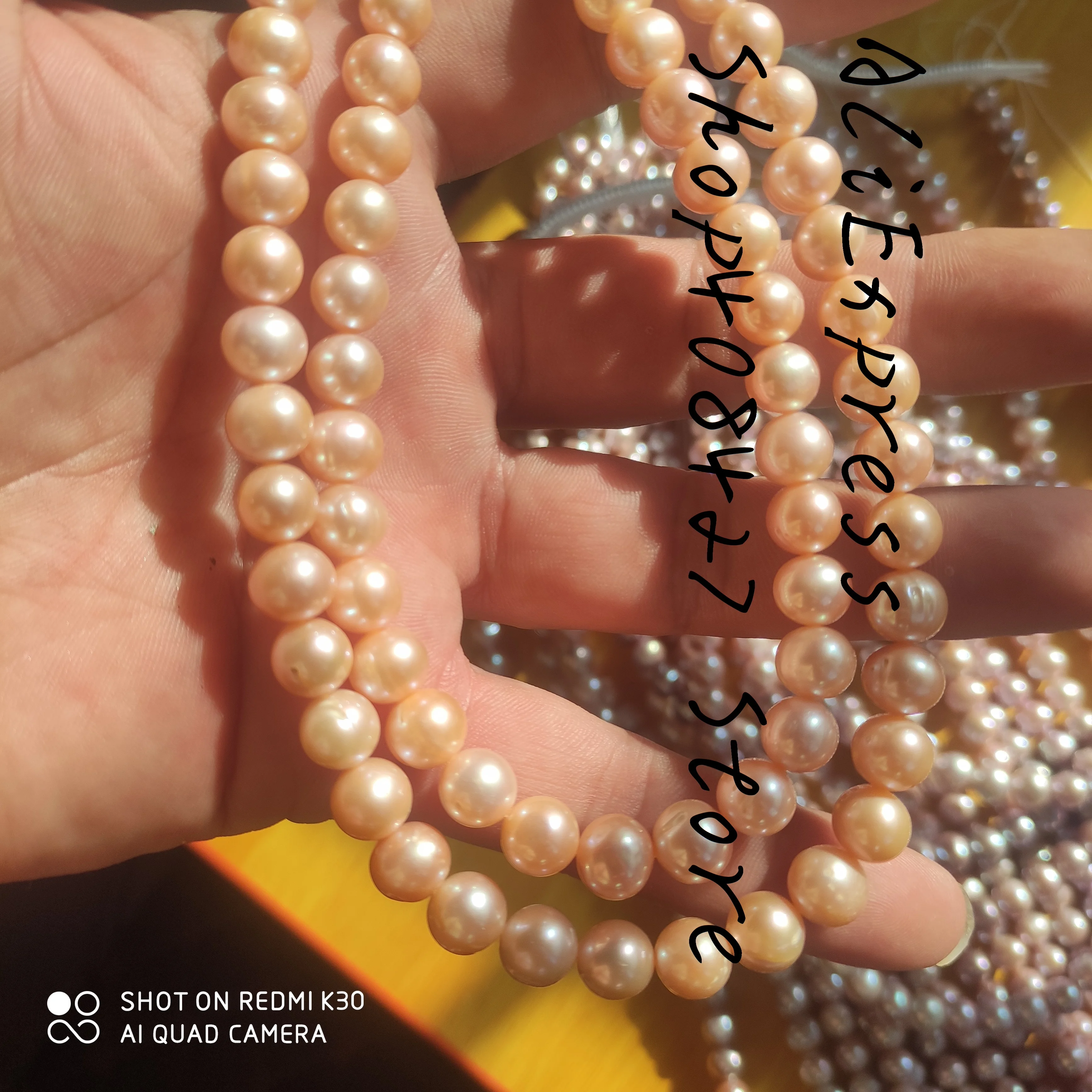 

AAA++ Natural 9-10mm Australian south seas pink Pearl Necklace 36inch 14kp