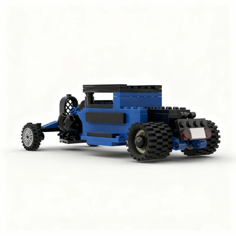 Фото 127 деталей MOC Модель автомобиля Хот-Род, строительные блоки, игрушки, архитектурный конструктор, рождественский подарок, сборка своими руками, образовательное искусство, 3D, креативный подарок на день рождения №2
