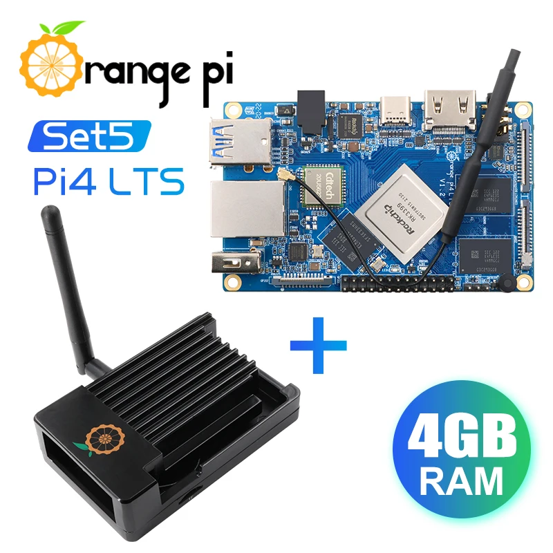 

Orange Pi 4 LTS 4G16G + металлический корпус (антенна) ,Rockchip RK3399, поддержка Wi-Fi + BT5.0,Gigabit Ethernet, работает на Android,Ubuntu,Debian OS