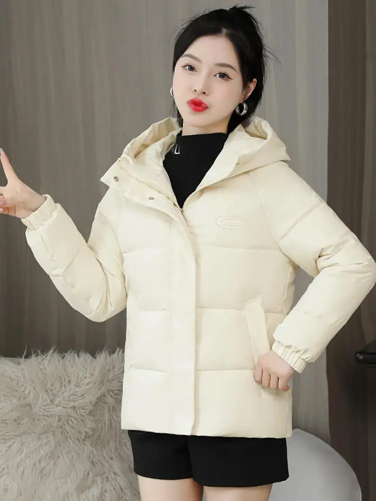 Vielleicht 2022 Women Short Jacket Winter Thick Hooded Cotton Padded Coats Female Korean Puffer Parkas Women Clothes Outwear