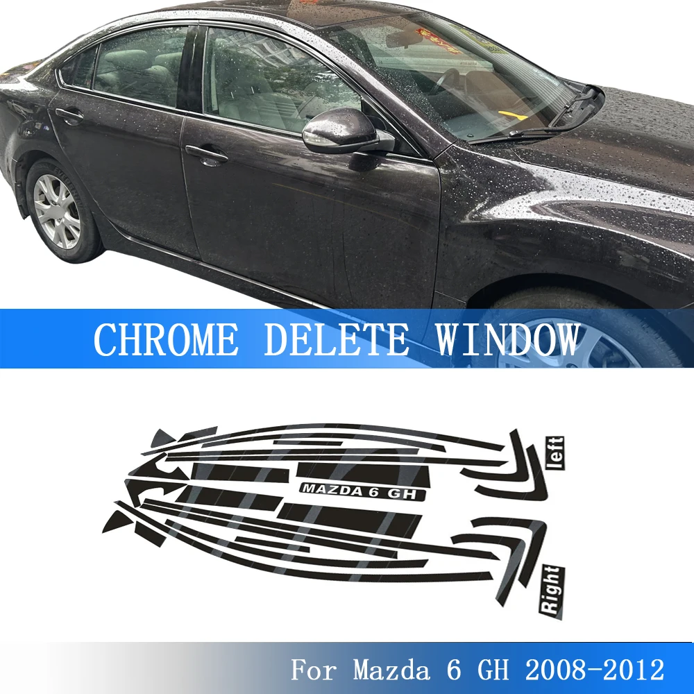 Фото Глянцевая черная наклейка-имитация хрома для окон Mazda 6 GH 2009-2013, внешняя отделка автомобиля №2